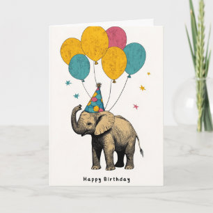 Carte d'anniversaire bébé éléphant avec "Joyeux an