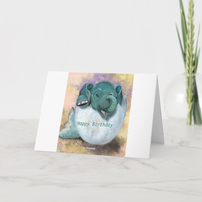 Carte d'anniversaire Bébé Eléphant éclosion de l'o (Dos)