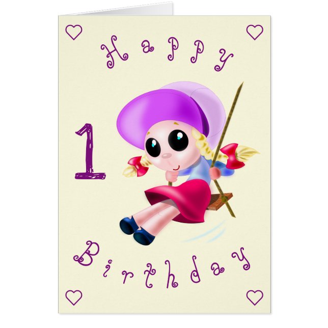 Carte d'anniversaire bébé Fille heureuse - Personn (Devant)