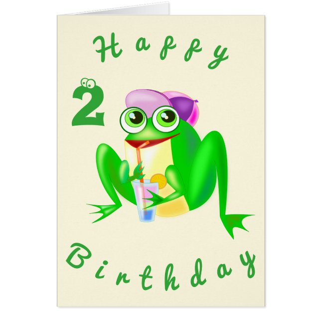 Carte d'anniversaire bébé Happy Party Frog - Perso (Devant)