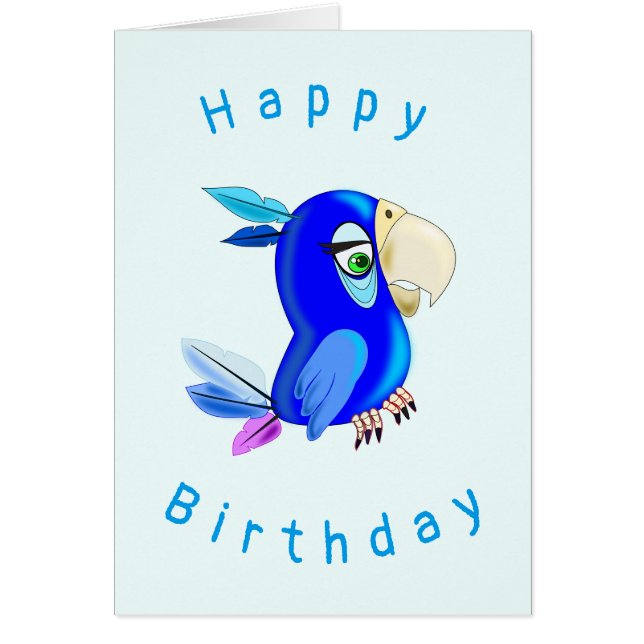 Carte d'anniversaire bébé Parrot bleu (Devant)
