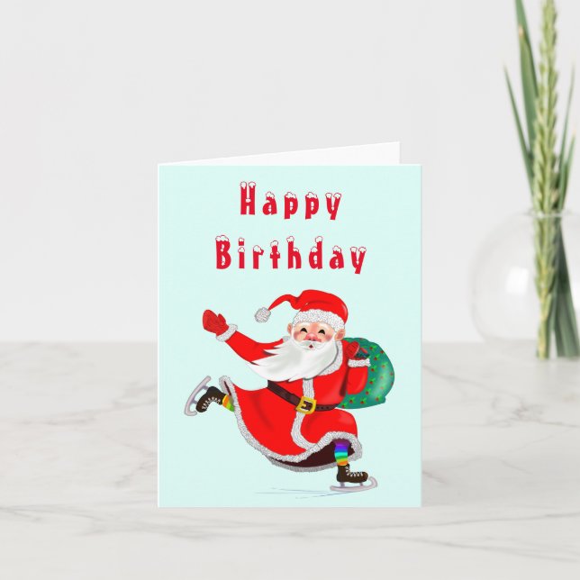Carte d'anniversaire bébé Père Noël avec cadeau -  (Devant)