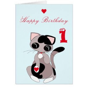 Carte d'anniversaire bébé Petit chat - Personnalis