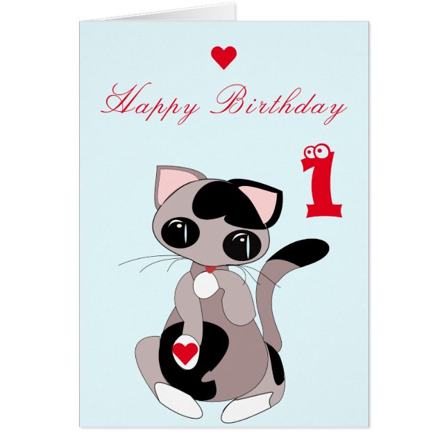 Carte d'anniversaire bébé Petit chat - Personnalis (Devant)