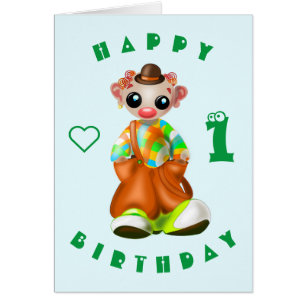 Carte d'anniversaire bébé Petit clown - Personnali