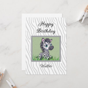 Carte d'anniversaire bébé zèbre pour enfant