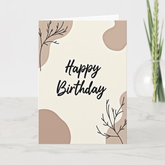 Carte d'anniversaire beige élégante (Devant)