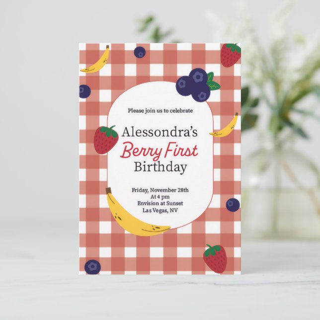 Carte d'anniversaire Berry pour premier anniversai (Debout devant)