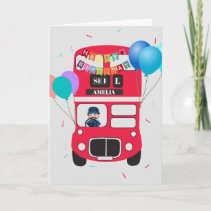 Carte d'anniversaire - Big Red Bus personnalisé
