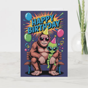Carte d'anniversaire Bigfoot Alien drôle de Crypti