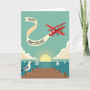 Carte d'anniversaire Biplan