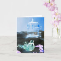 Carte d'anniversaire BIRD & BIRD CAGE avec bleu rê