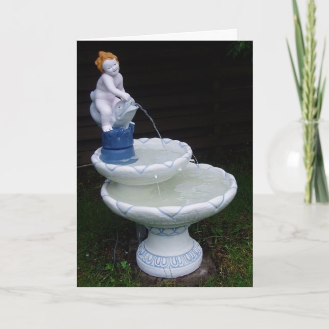 Carte d'anniversaire "Birdbath Fountain Flower Wat (Devant)