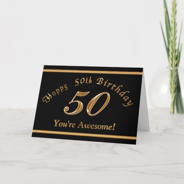 Carte d'anniversaire Black and Gold 50th avec VOTR (Devant)