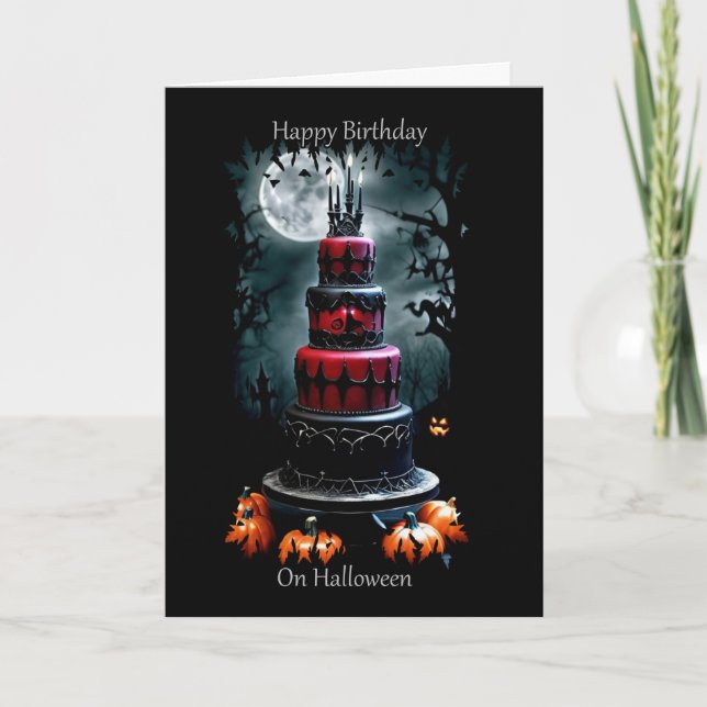 Carte d'anniversaire Black Cake pour Halloween (Devant)