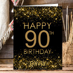 Carte d'anniversaire Black Gold 90th<br><div class="desc">Cette carte de 90ème anniversaire est une façon parfaite d'étendre vos salutations. Ajoutez une touche personnelle en incluant votre photo préférée sur le dos.</div>