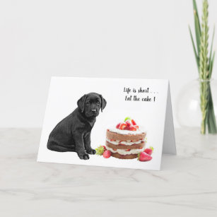 Carte d'anniversaire Black Lab - Gâteau de chien A