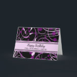 Carte d'anniversaire Black Purple Friend<br><div class="desc">Jolie et réfléchie carte de voeux pour l'anniversaire de l'ami avec moderne noir et violet tourbillons design et texte de style lettré à la main.</div>