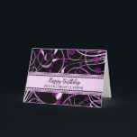 Carte d'anniversaire Black Purple Sister<br><div class="desc">Jolie et réfléchie carte de voeux pour l'anniversaire de la soeur avec design moderne noir et violet tourbillons et texte de style lettré à la main.</div>