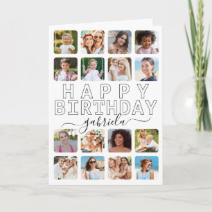 Carte d'anniversaire Black & White 16-Photo Collag
