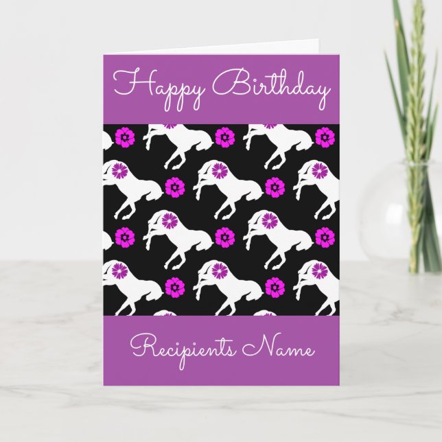 Carte d'anniversaire blanche de poneys - carte (Devant)