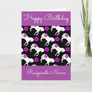 Carte d'anniversaire blanche de poneys - carte