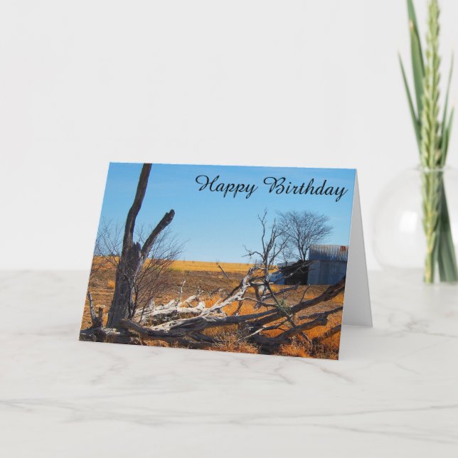 Carte d'anniversaire blanche du paysage extérieur  (Devant)