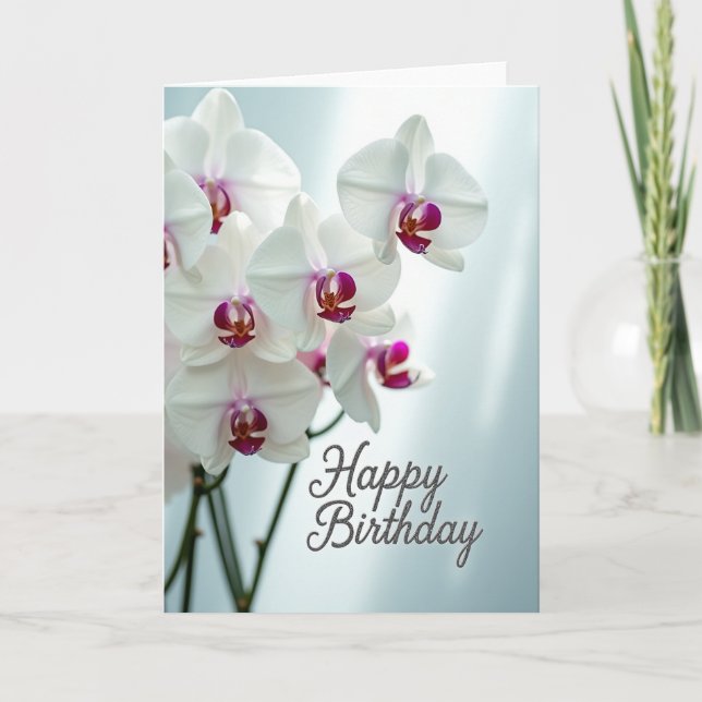 Carte d'anniversaire blanche magenta (Devant)