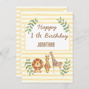 Carte d'anniversaire blanche rayures de girafe Saf