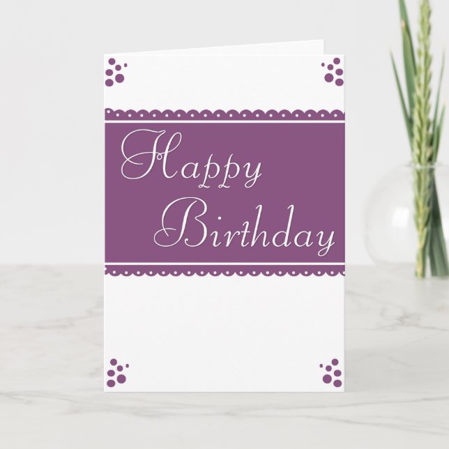 Carte d'anniversaire blanche/violette joyeuse Conc (Devant)