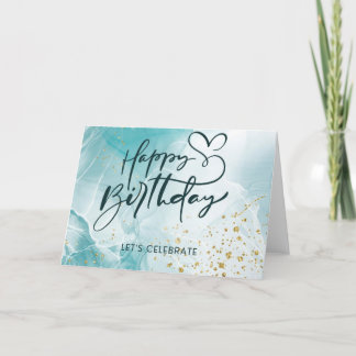 Carte d'anniversaire bleu Abstrait esthétique