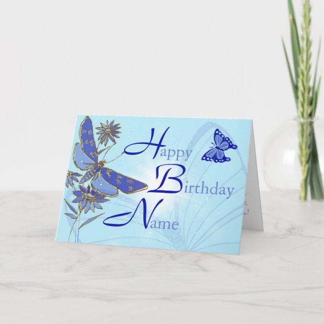 Carte d'anniversaire Bleu bicolore (Devant)