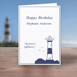 Carte d'anniversaire bleu de la marine phare