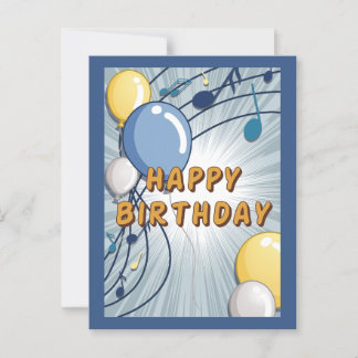 Carte d'anniversaire bleu et jaune