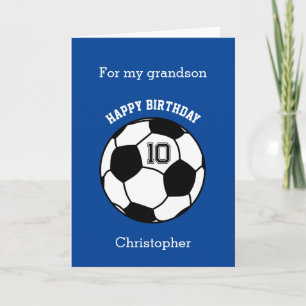 Carte d'anniversaire Bleu Football Sport 10 ans Pe