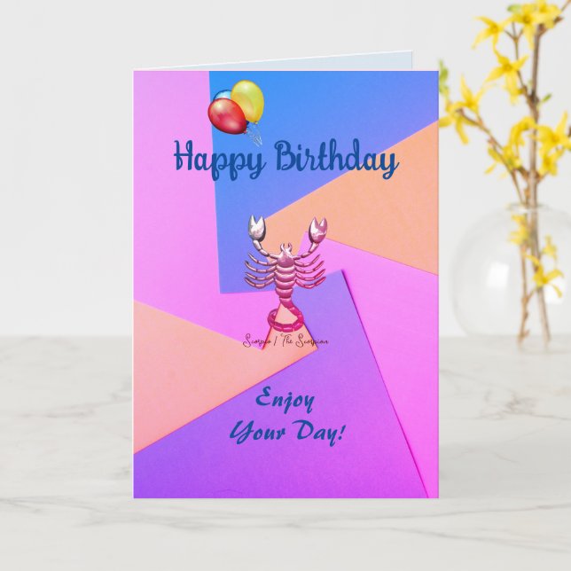 Carte d'anniversaire bleu rose (Fleur jaune)