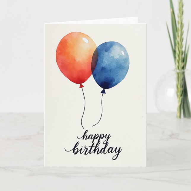 Carte d'anniversaire Bleu Sérénité (Devant)