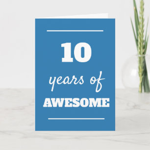 Carte d'anniversaire bleue 10 ans
