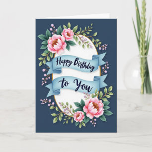 Carte d'anniversaire bleue élégante