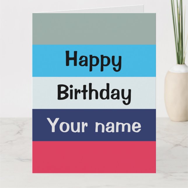Carte d'anniversaire Bleue Et Bourgogne (Devant)