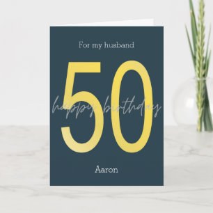 Carte d'anniversaire Blue and Gold 50th