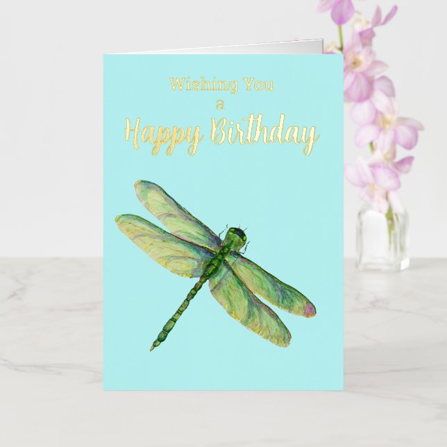 Carte d'anniversaire Blue Gold Foil (Orchidée)