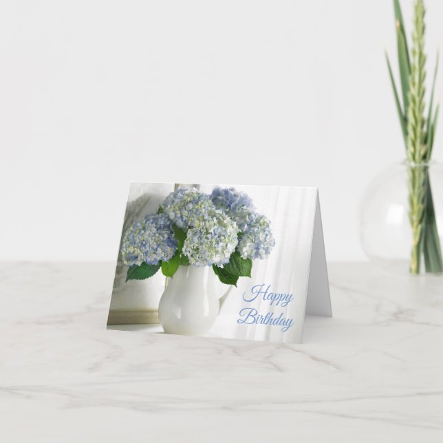 Carte d'anniversaire - Blue Hydrangeas (Devant)