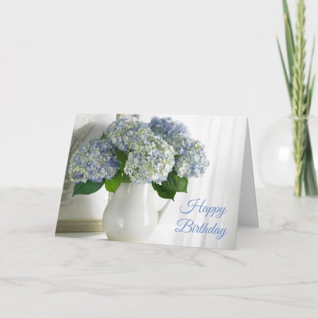 Carte d'anniversaire - Blue Hydrangeas (Devant)