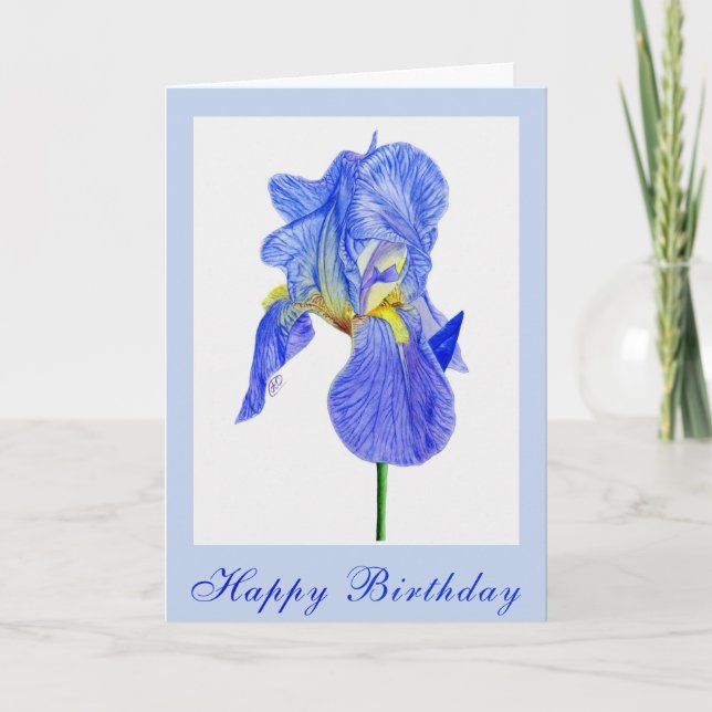 Carte d'anniversaire Blue Iris Flower (Devant)