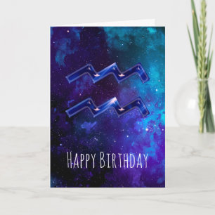 Carte d'anniversaire Blue Space Aquarius