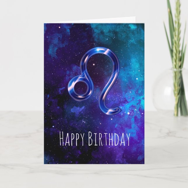 Carte d'anniversaire Blue Space Leo (Devant)