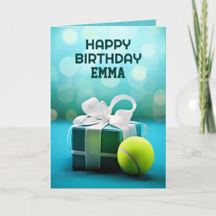 Carte d'anniversaire Blue Tennis, personnalisable