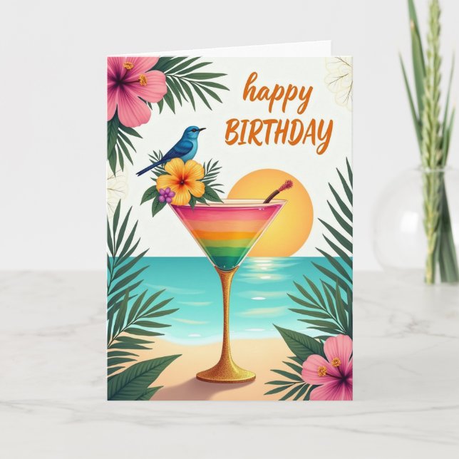 Carte d'anniversaire Boisson Arc-en-ciel (Devant)