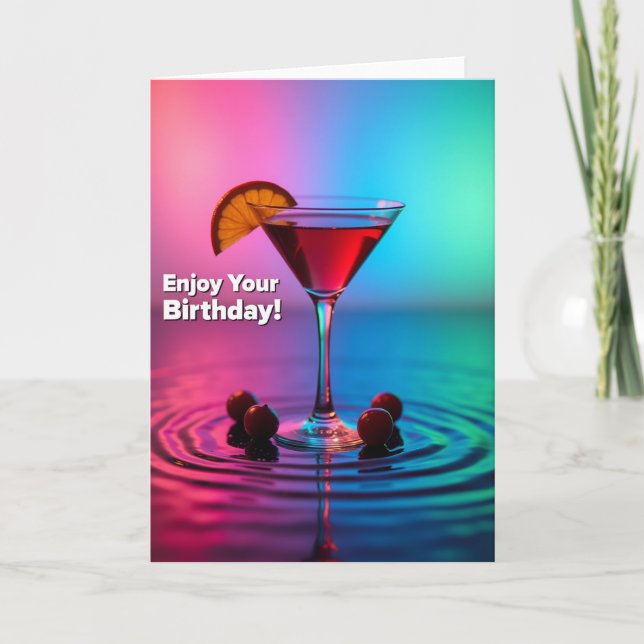 Carte d'anniversaire Boisson Néon (Devant)